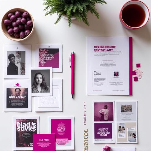 A moodboard with artist photos, logos, and color palettes.